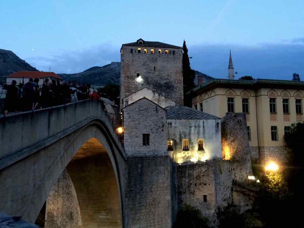 Day trip to Mostar Bosnia - Stari Most Dusk