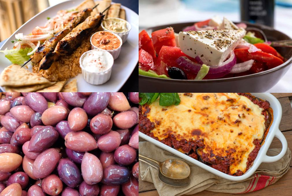 food greece souvlaki greece salad moussaka