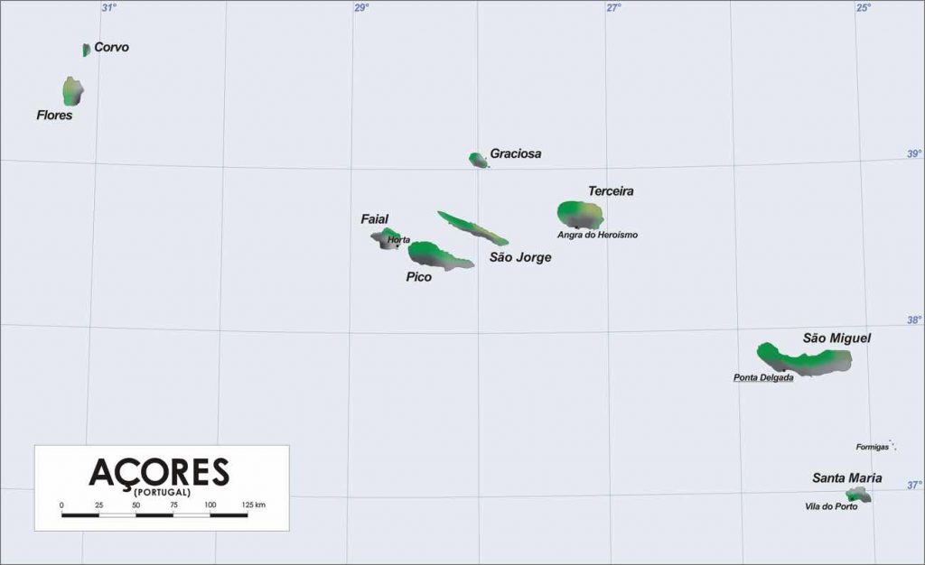 azores islands map