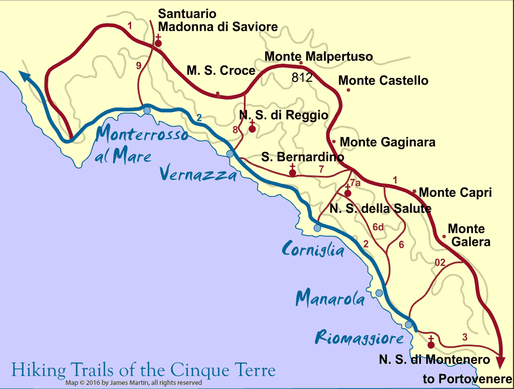 guide cinque terre hiking map trails trekking