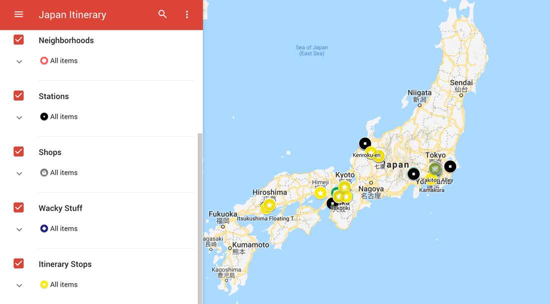 japan two week itinerary map