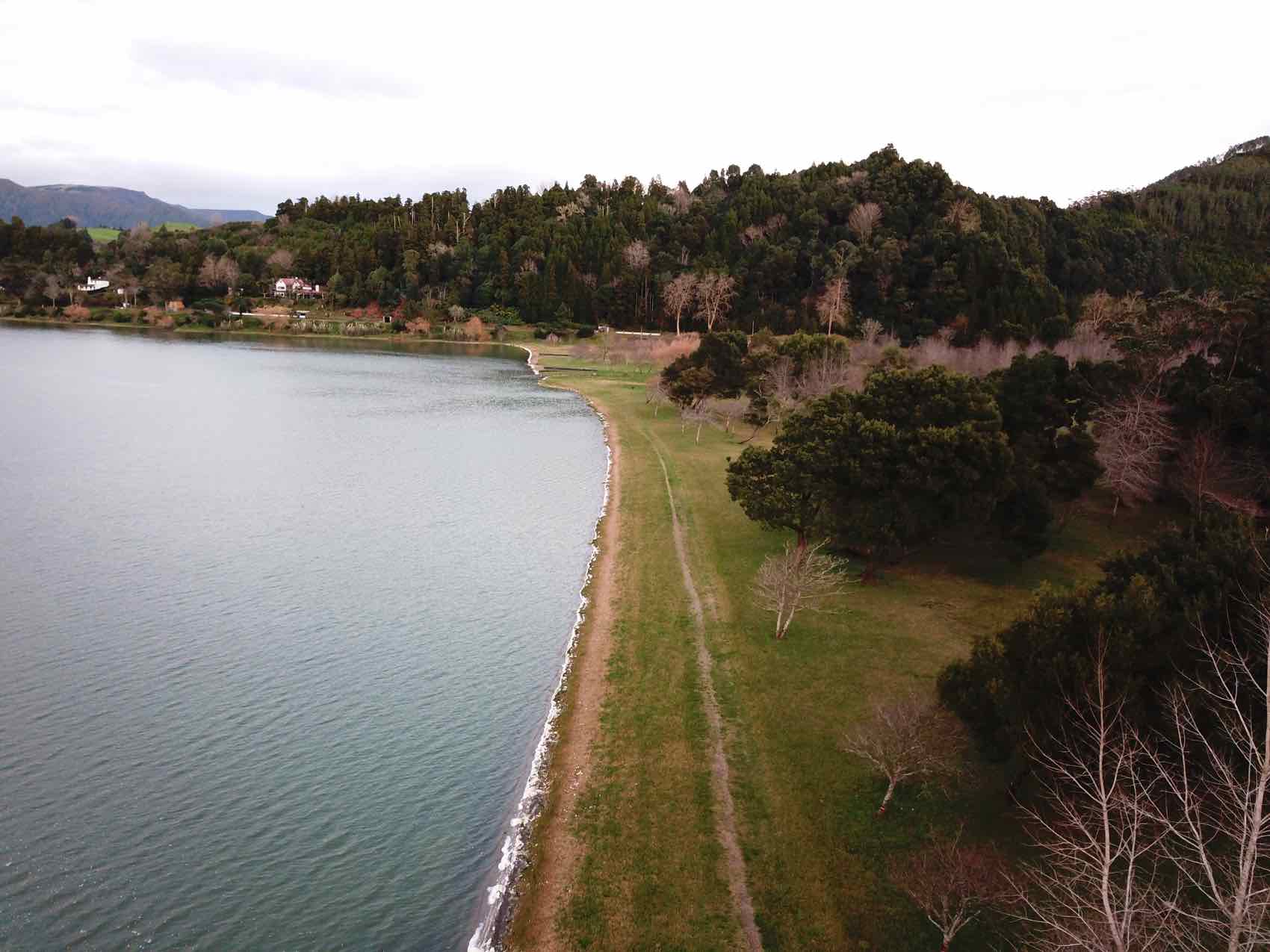 Furnas lake sao miguel aerial view