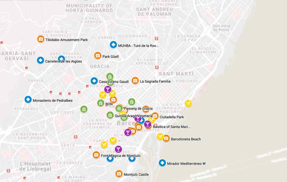 map tourist attractions barcelona