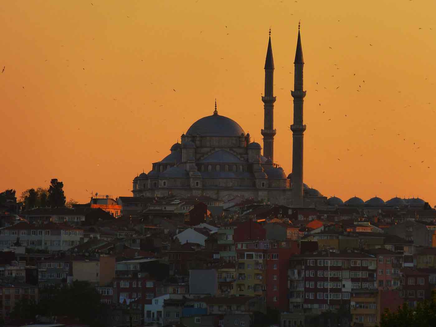 istanbul mosques sunset